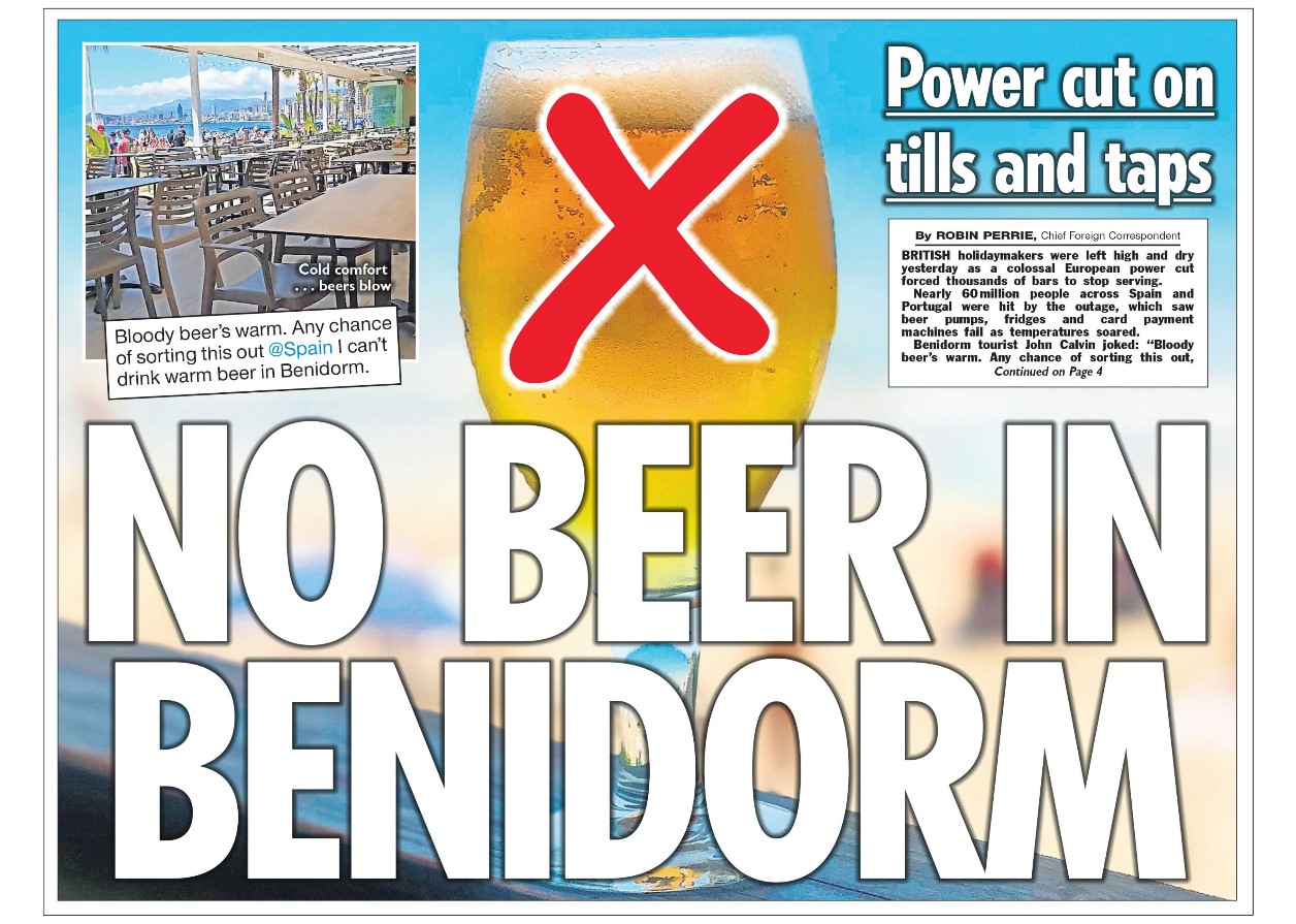 «Sin cerveza en Benidorm»: la portada tras el apagón de uno de los periódicos más leídos en Reino Unido