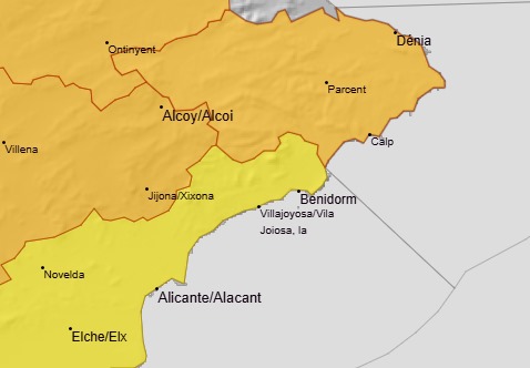 Alertas por lluvia, viento y granizo este martes en la Marina Baixa